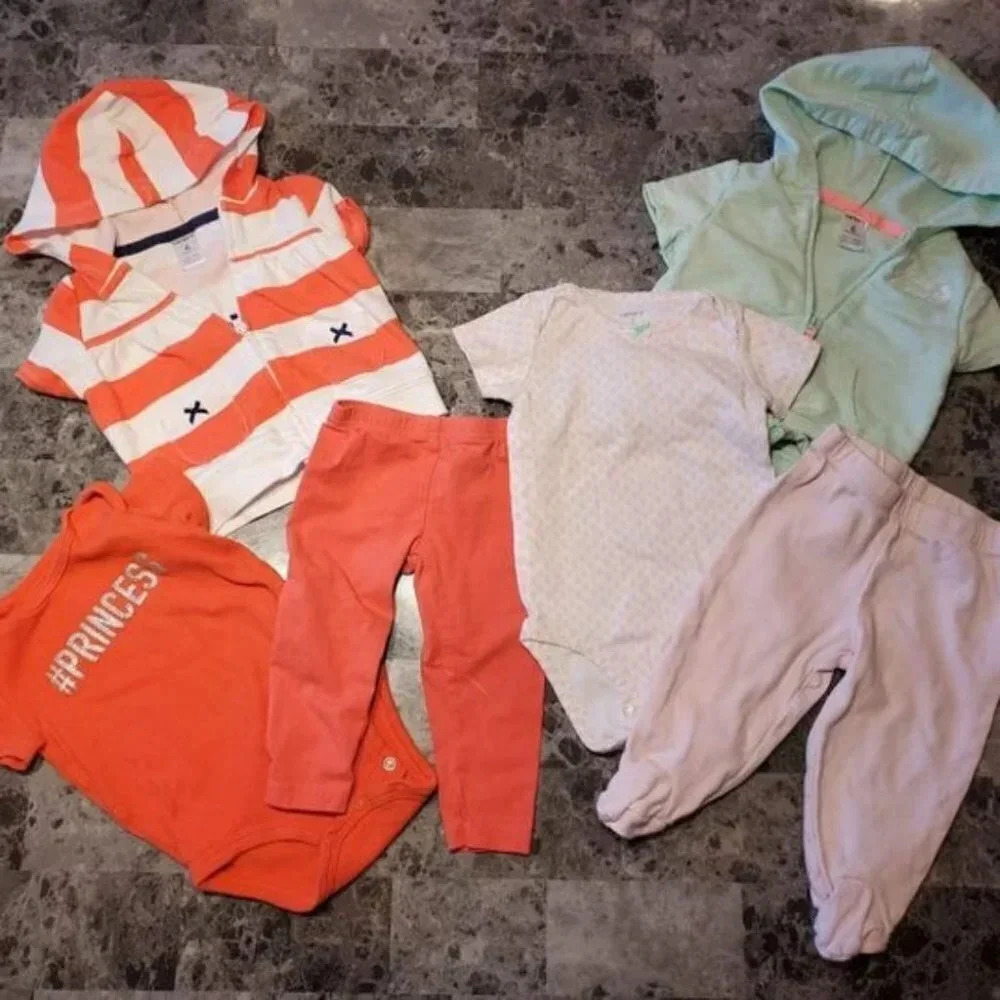6m Orange and Green Outfit sets (6 pieces)
